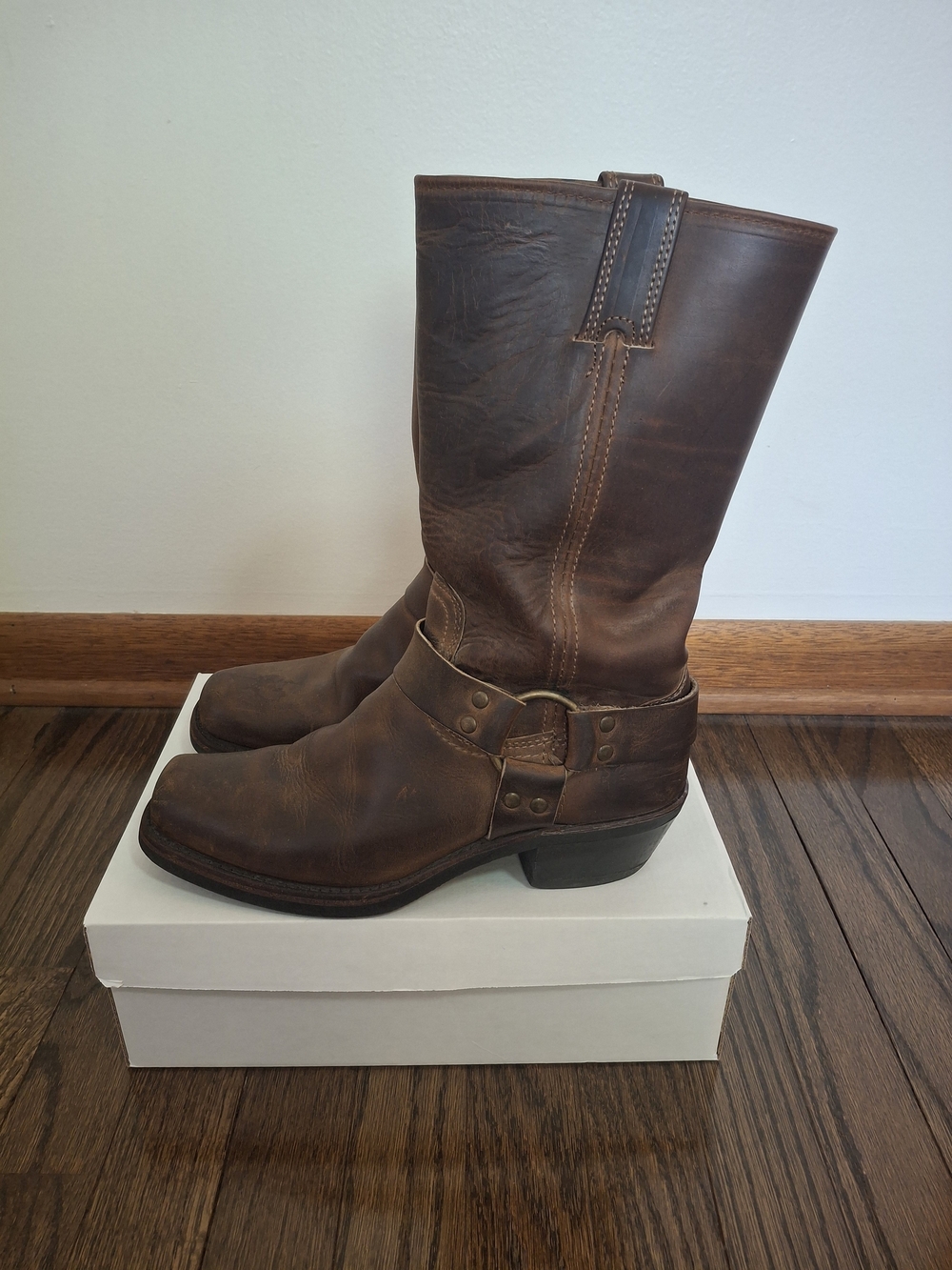 Classic Brown Women's Leather Harness Boots